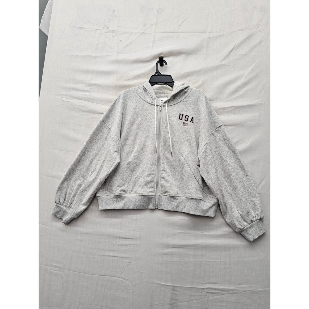 All in Motion Womens Full Zip Hoodie Gray Cotton Blend Athletic Size XXL
